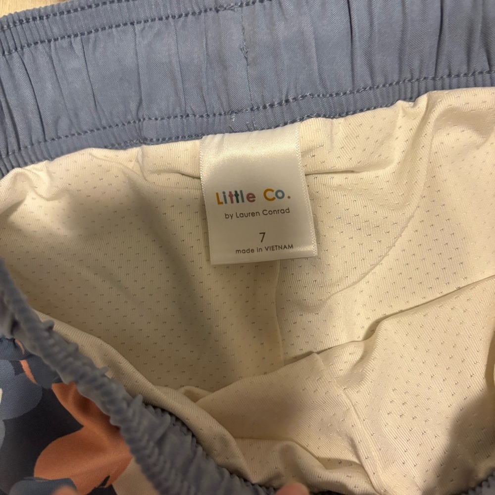 Little Co. Kids Floral Swim Trunks - Blue and Orange - Picture 3 of 4